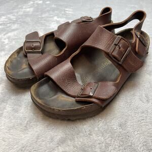Papillio Birkenstock Milano Sandals Mens 9 Womens 11 Brown Leather Slingback
